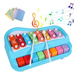 Opina 2 in 1 Baby Piano Xylophone Toy for Toddlers 1-3 Years Old, 8 Multicolored Key Keyboard Xylophone Piano, Preschool Educational Musical Learning Instruments Toy for Baby Kids Girls Boys - Multicolor-22