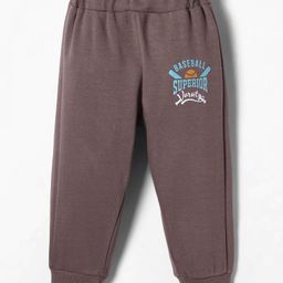 Zero Interlock Knit Full Length Lounge Pant With Text Print - Brown-image-15