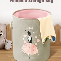 Foldable Laundry Bag Ballet Dancer Print- Grey-18