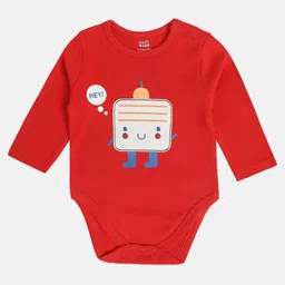 MINI KLUB Cotton Full Sleeves Robot Patch Embroidered Onesie - Red-picture-38