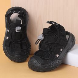 Babyoye Solid Sandals with Velcro Closure - Black-picture-13