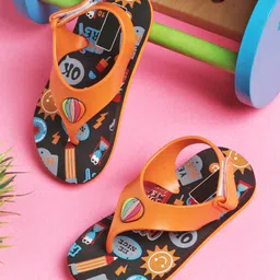 TOMSY CHOICE Hour Glass Designed & Hot Air Balloon Applique Detailed With Velcro Closure Flip Flops - Orange-picture-46