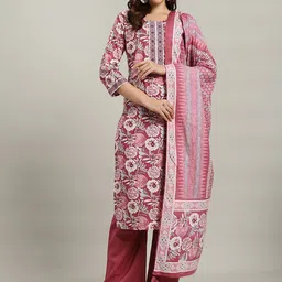Meena Bazaar Women Floral Printed Regular Kurta with Trousers & Dupatta-73