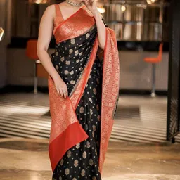 all about you Women Woven Design Embroidered Pure Silk Banarasi Saree-image-34