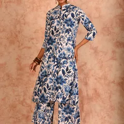JHALAKK BY LAALZARI Printed Mandarin Collar Tunic With Palazzos Co-Ords-picture-5