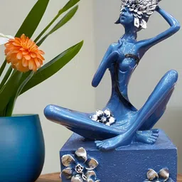 Vrinban International Blue Floral Lady Figurine Showpiece-picture-8