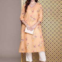 House of Pataudi Floral Printed Jashn Kurta-11