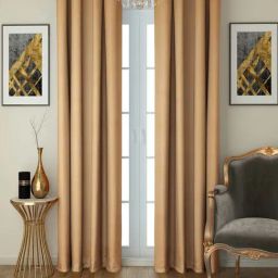 Swayam Blackout Beige 9 ft Eyelet Long Door Curtains - Set of 2 (9 Ft)-21