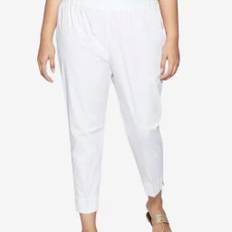 Diza by Westside Curve White Solid Cotton Ethnic Pants-image-92