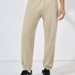 Styli Beige Cotton Relaxed Fit Solid Joggers-image-51