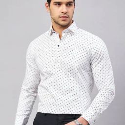 Louis Stitch White Cotton Regular Fit Printed Shirt-image-25