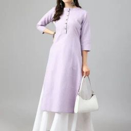 Shaily Purple Cotton Regular Fit Striped Kurta-image-3