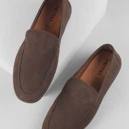 Metro Men Textured Leather Loafers-image-52