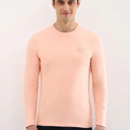 Allen Solly Peach Cotton Regular Fit T-Shirt-image-4