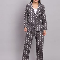 KALINI Floral Printed Shirt Collar Blazer & Trousers-picture-23