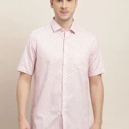 Turtle Light Pink Cotton Regular Fit Printed Shirt-picture-38
