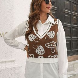 Oh Rare Women Printed Crop Sweater Vest-image-68
