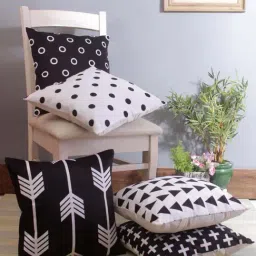 Romee Black & White Velvet Cushion Covers - Set of 5-image-10