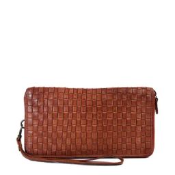 KOMPANERO Felicity Cognac Leather Textured Zip Around Wallet-image-24