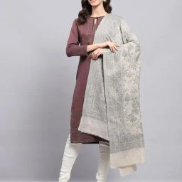 Monte Carlo Cream & Grey Floral Print Shawl-picture-15