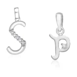 Taraash 92.5 Sterling Silver 'S' & 'P' Initial Letter Couple Pendants-image-70