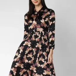 StyleStone Black Printed A Line Dress-image-85