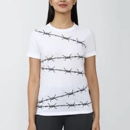 Forever 21 White Printed Crew T-Shirt-image-29