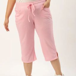 theRebelinme Pink Cotton High Rise Cropped Capris-image-6