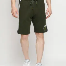 UnderJeans by Spykar Olive Green Cotton Regular Fit Shorts-picture-28