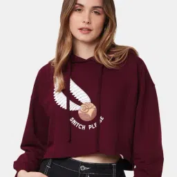 The Souled Store Maroon Harry Potter: Snitch Please Printed Oversized Hoodie-image-21