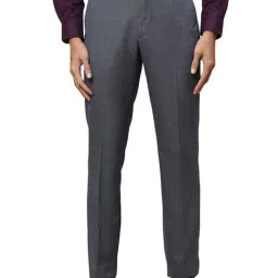 Park Avenue Grey Regular Fit Self Pattern Trousers-image-53