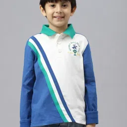 Beverly Hills Polo Club Kids Blue & White Color Block Full Sleeves Polo T-Shirt-image-51