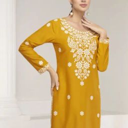 Autumnlane Yellow Chetna Amber Embroidery Kurta-image-11