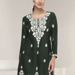 Autumnlane Green Chetna Fern Embroidery Kurta-image-48