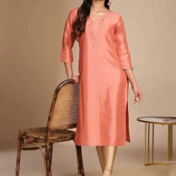 Janasya Peach Plain Kurta-18