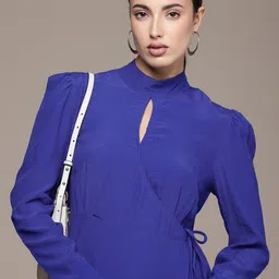 French Connection Cut-Outs Wrap Mini Dress-image-95