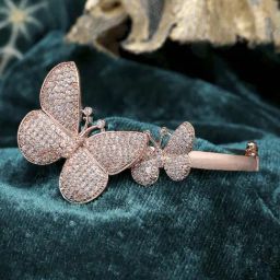 Zeneme Rose Gold Plated American Diamond Charming Butterfly Bracelet-image-20