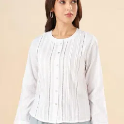 Akkriti by Pantaloons White Cotton Self Pattern Top-image-67