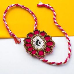 PRIAANSHA CREATIONS Floral Artificial Beaded Embellished Thread Rakhi With Roli Chawal-image-14