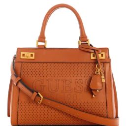 Guess Cognac KATEY PERF Medium Satchel-43