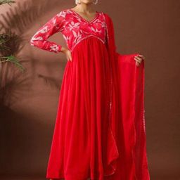 DIVASTRI Floral Printed Angrakha Kurta With Trousers & Dupatta-picture-12