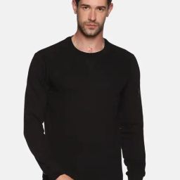 SHOWOFF Black Cotton Slim Fit Solid Sweatshirt-picture-34