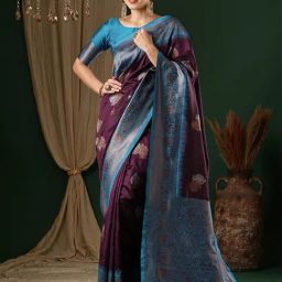 Saree Mall Purple Woven Sarees With Unstitched Blouse-image-18