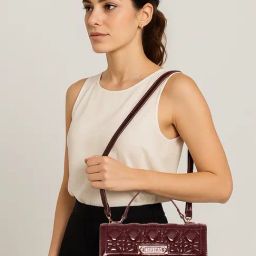 Esbeda Maroon Shine Vault Petite Quilted Medium Satchel-image-0