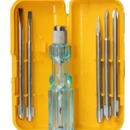 Hillgrove 5 in 1 Multipurpose Repair Screw driver Tool Kit with Neon Bulb Combination Scre-38
