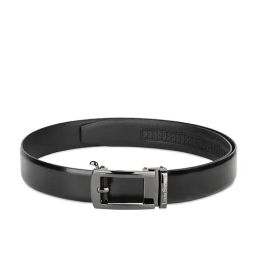 Louis Stitch Jet Black Leather Solid Belt-image-75