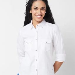 Spykar White Cotton Regular Fit Shirt-image-7