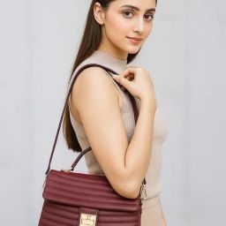 Esbeda Maroon Quilted Medium Satchel-image-50