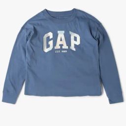 GAP Girls Blue Cotton Graphic T-Shirt-image-25