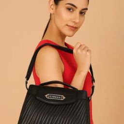 Esbeda Black Luxe Quilted Medium Satchel-25